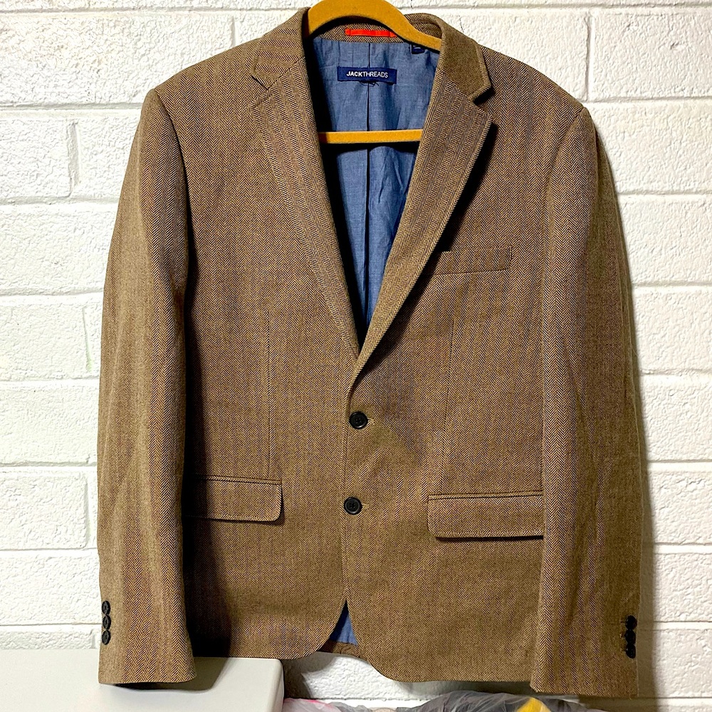 Jackthreads Men's Wool Sport Coat Blazer Two Button Real Pocket 40 Fully Lined